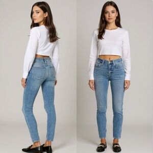 FRAME Denim Le High Waist Women's Blue Skinny Denim Sayville Jeans Size 28